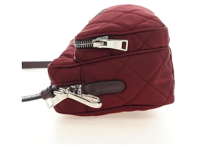 PRADA Shoulder Bag Nylon Bordeaux Silver - vista 3