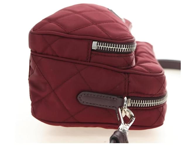 PRADA Shoulder Bag Nylon Bordeaux Silver - vista 4