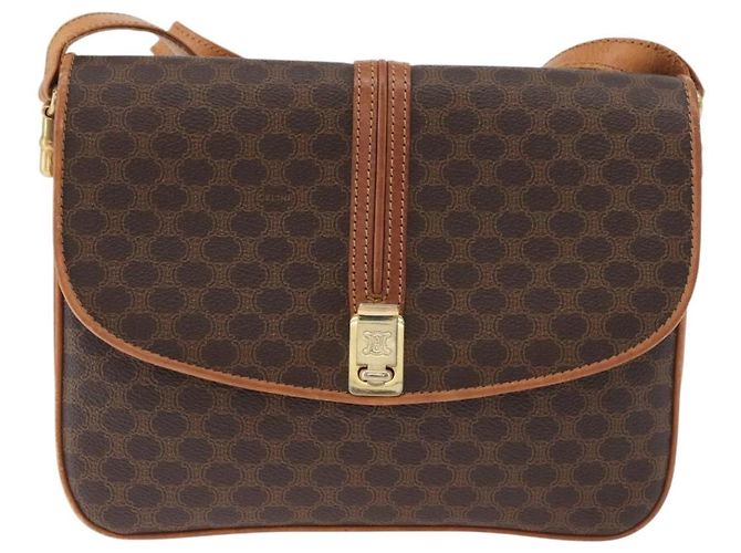 Céline CELINE Macadam Canvas Shoulder Bag PVC Leather Brown Gold - vista 13