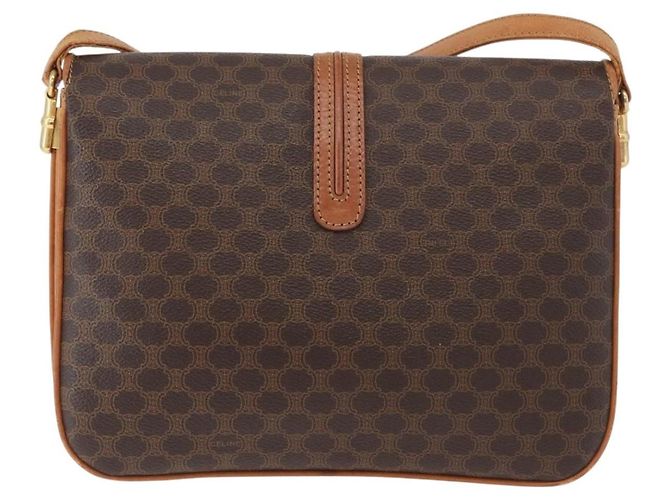 Céline CELINE Macadam Canvas Shoulder Bag PVC Leather Brown Gold - vista 2
