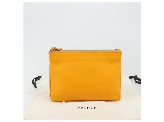 Céline CELINE Trio Shoulder Bag Leather Yellow Gold - vista 12