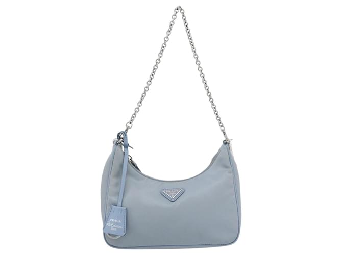 PRADA Re-Edition Shoulder Bag Nylon Blue Silver - vista 13