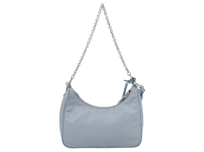 PRADA Re-Edition Shoulder Bag Nylon Blue Silver - vista 2