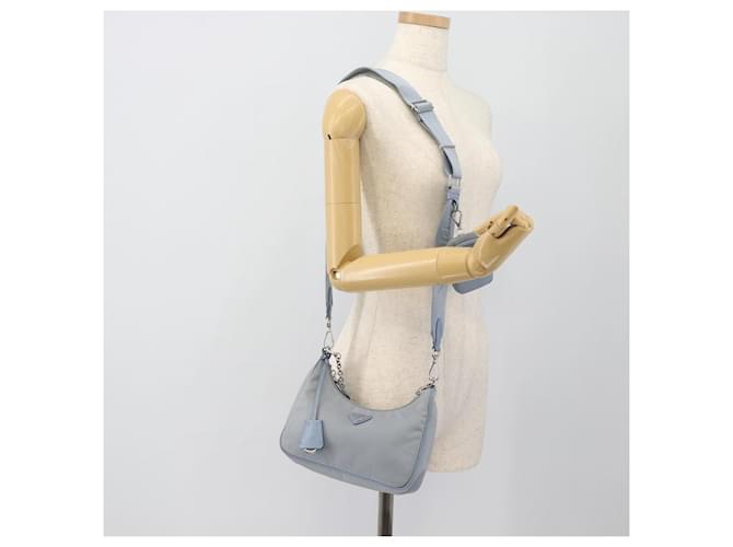 PRADA Re-Edition Shoulder Bag Nylon Blue Silver - vista 29