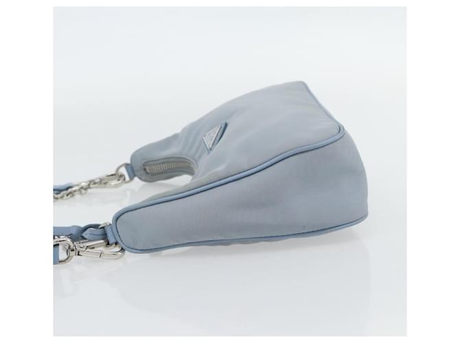 PRADA Re-Edition Shoulder Bag Nylon Blue Silver - vista 3