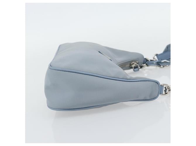 PRADA Re-Edition Shoulder Bag Nylon Blue Silver - vista 4