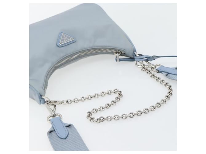 PRADA Re-Edition Shoulder Bag Nylon Blue Silver - vista 7