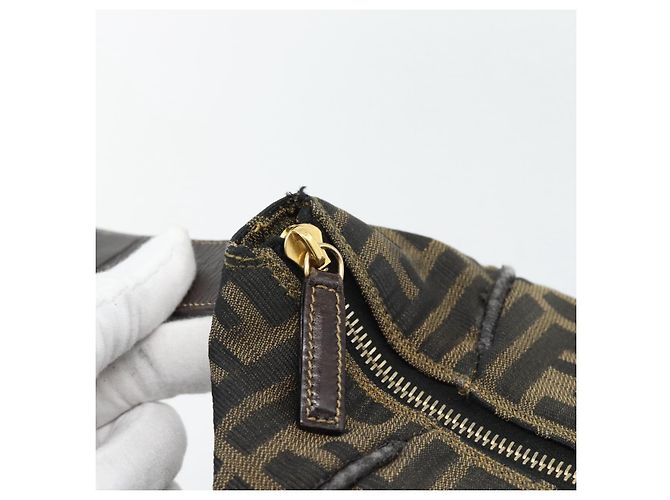 FENDI Bolsa de mão Vanity em lona Zucca Preto Castanho - vista 9