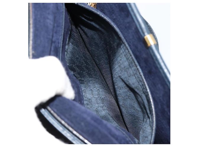 GUCCI Shoulder Bag Leather Navy Gold - vista 11