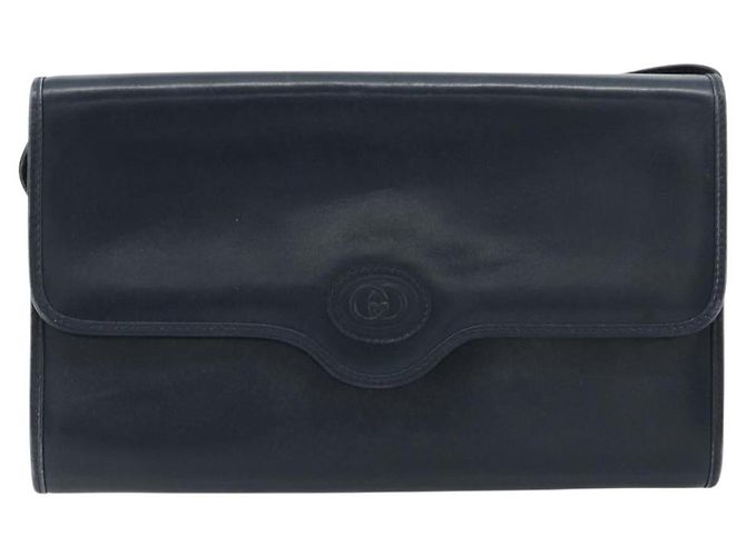GUCCI Shoulder Bag Leather Navy Gold - vista 13