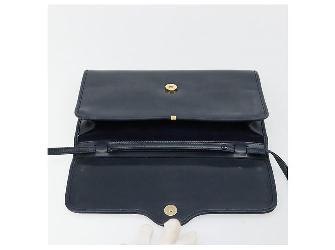 GUCCI Shoulder Bag Leather Navy Gold - vista 9