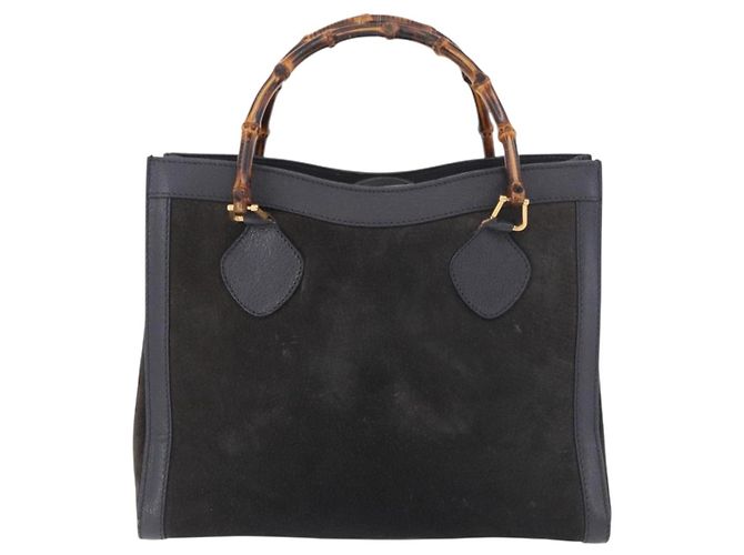 GUCCI Bamboo Tote Bag Suede Black Gold 002 2853 0260 0 - vista 2