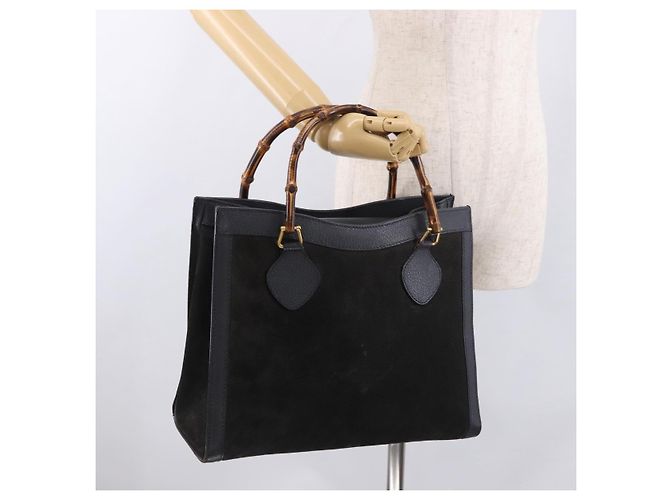 GUCCI Bamboo Tote Bag Suede Black Gold 002 2853 0260 0 - vista 22