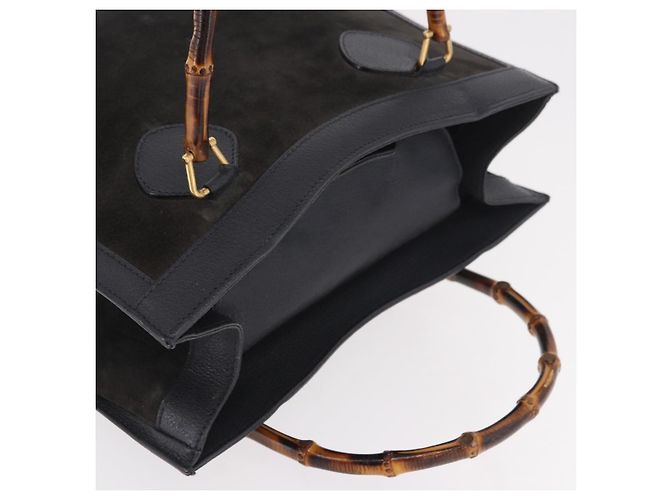 GUCCI Bamboo Tote Bag Suede Black Gold 002 2853 0260 0 - vista 7