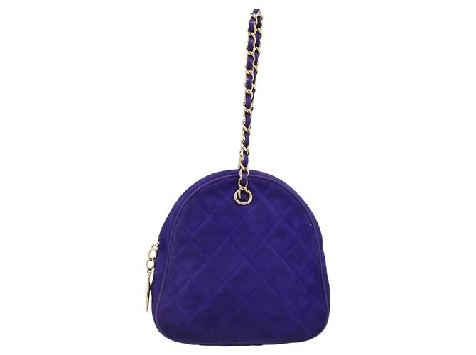 CHANEL Matelasse Chain Hand Bag Suede Purple Gold CC - vista 13