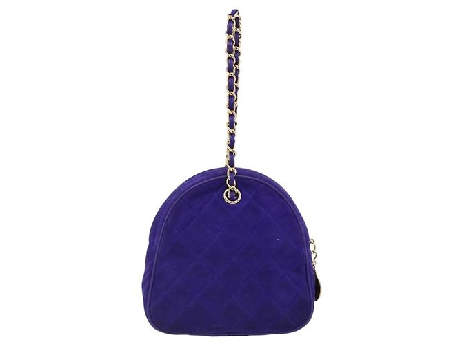 CHANEL Matelasse Chain Hand Bag Suede Purple Gold CC - vista 2
