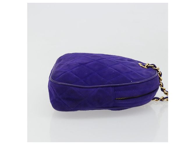 CHANEL Matelasse Chain Hand Bag Suede Purple Gold CC - vista 3