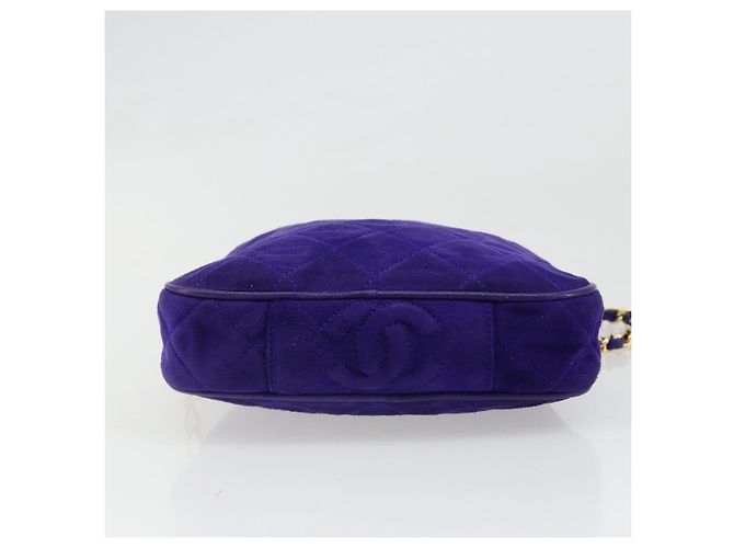 CHANEL Matelasse Chain Hand Bag Suede Purple Gold CC - vista 5