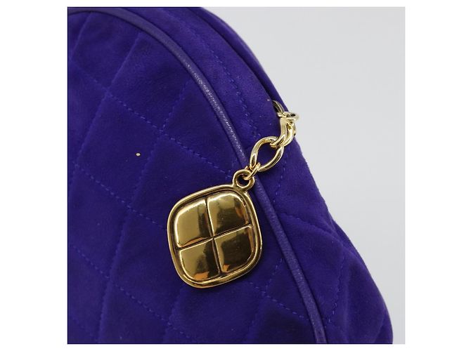 CHANEL Matelasse Chain Hand Bag Suede Purple Gold CC - vista 8