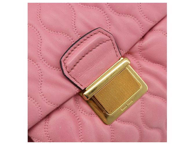 Miu Miu Hand Bag Leather Pink Gold - vista 19