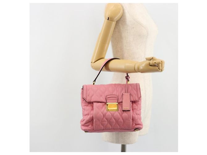 Miu Miu Hand Bag Leather Pink Gold - vista 31