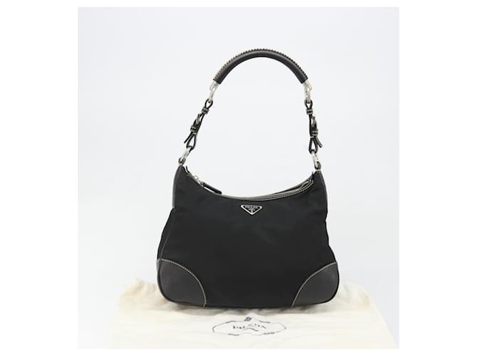 PRADA Shoulder Bag Nylon Leather Black Silver - vista 12