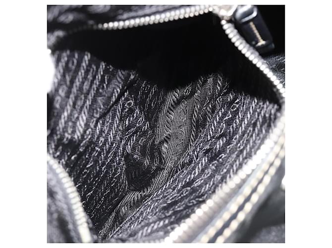PRADA Shoulder Bag Nylon Leather Black Silver - vista 24