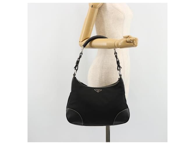 PRADA Shoulder Bag Nylon Leather Black Silver - vista 25