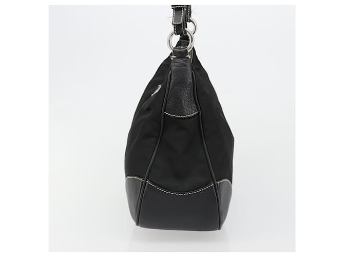 PRADA Shoulder Bag Nylon Leather Black Silver - vista 3