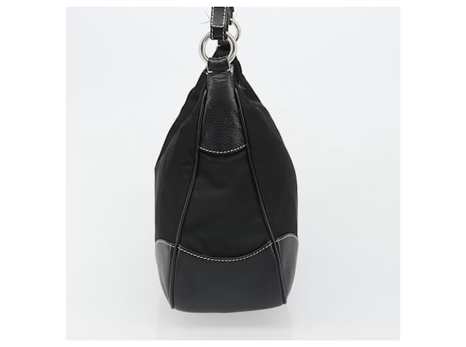 PRADA Shoulder Bag Nylon Leather Black Silver - vista 4