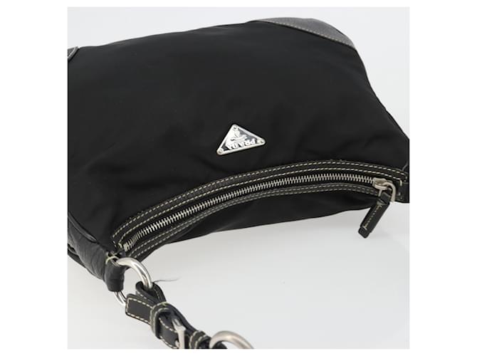 PRADA Shoulder Bag Nylon Leather Black Silver - vista 6