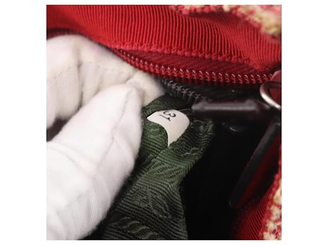 PRADA Hand Bag Tweed Red Silver - vista 11