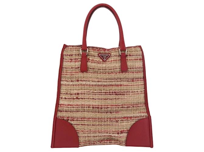 PRADA Hand Bag Tweed Red Silver - vista 13