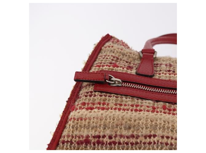 PRADA Hand Bag Tweed Red Silver - vista 18
