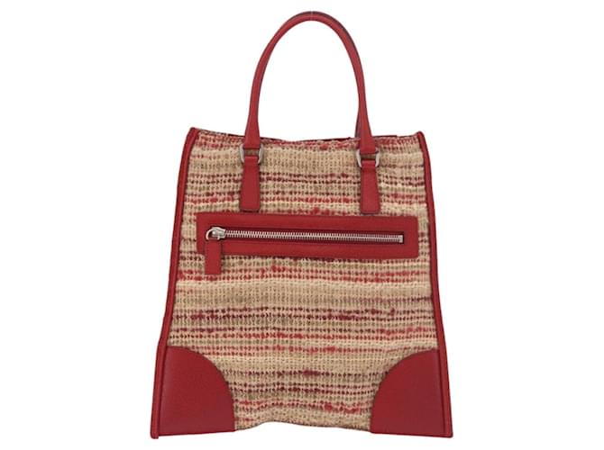 PRADA Hand Bag Tweed Red Silver - vista 2