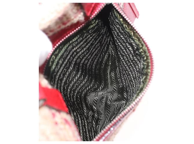 PRADA Hand Bag Tweed Red Silver - vista 23