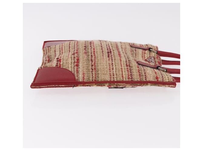 PRADA Hand Bag Tweed Red Silver - vista 3