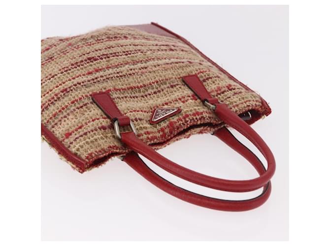 PRADA Hand Bag Tweed Red Silver - vista 6