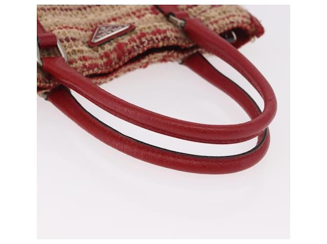 PRADA Hand Bag Tweed Red Silver - vista 7