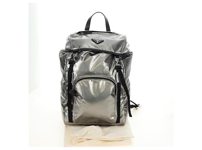PRADA Backpack PVC Canvas Silver - vista 12