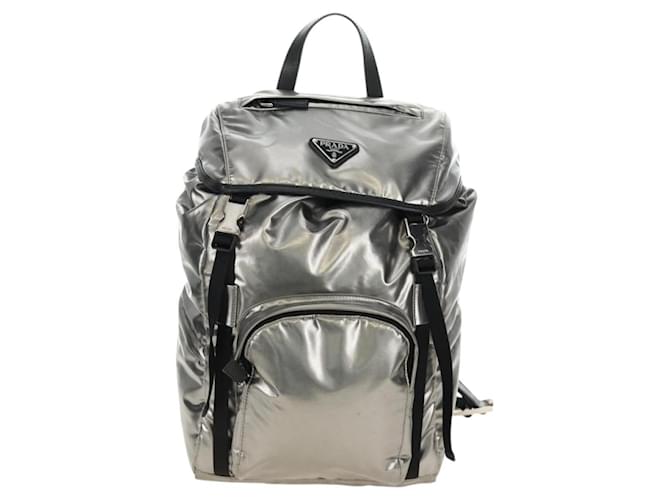 PRADA Backpack PVC Canvas Silver - vista 13
