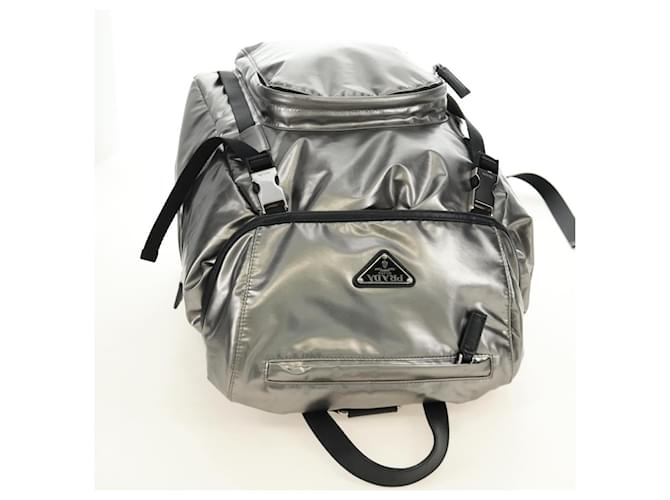 PRADA Backpack PVC Canvas Silver - vista 6