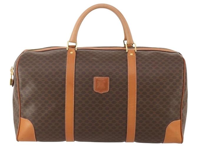 Céline CELINE Bolsa Boston em lona Macadam PVC Couro Castanho Dourado - vista 13
