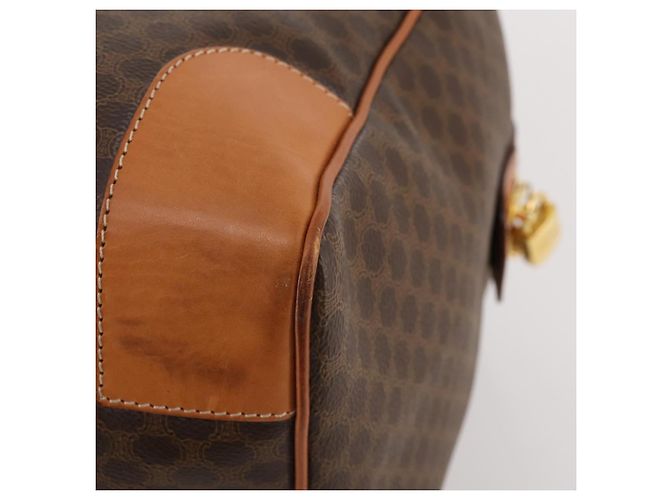 Céline CELINE Bolsa Boston em lona Macadam PVC Couro Castanho Dourado - vista 16