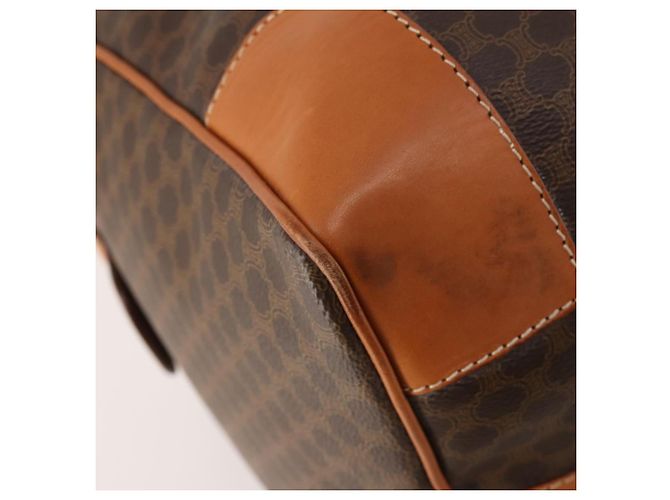 Céline CELINE Bolsa Boston em lona Macadam PVC Couro Castanho Dourado - vista 17