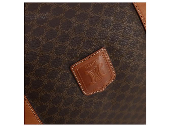 Céline CELINE Bolsa Boston em lona Macadam PVC Couro Castanho Dourado - vista 19
