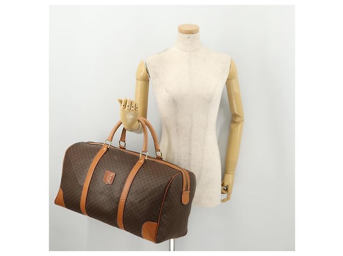 Céline CELINE Bolsa Boston em lona Macadam PVC Couro Castanho Dourado - vista 24