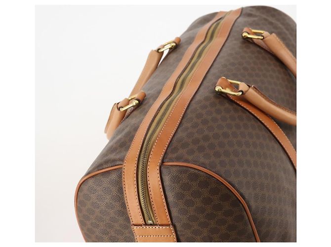 Céline CELINE Bolsa Boston em lona Macadam PVC Couro Castanho Dourado - vista 6