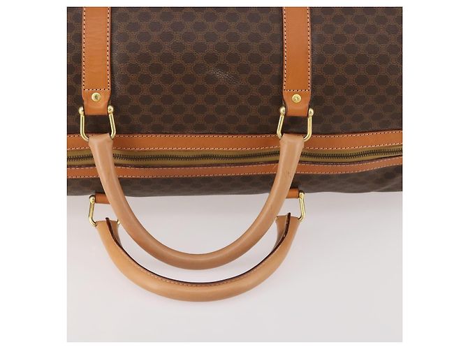 Céline CELINE Bolsa Boston em lona Macadam PVC Couro Castanho Dourado - vista 7