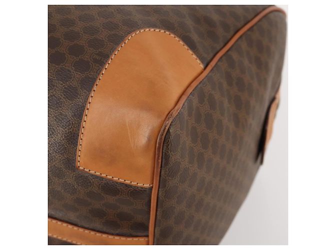 Céline CELINE Bolsa Boston em lona Macadam PVC Couro Castanho Dourado - vista 8